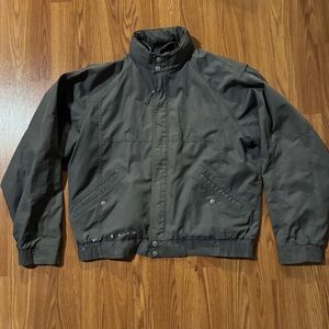 London Fog Vintage Workmen Gray Full Zip Jacket Size M Paint Distressed